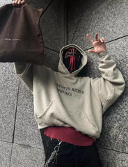 ERD melancholic rich second-generation letter printed distressed hoodie worn out American casual loose heavyweight sweatshirt