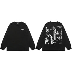 American ERD melancholy rich second-generation trendy brand cleanfit hem rolled edge long sleeved Vibe high street T-shirt couple style (23)