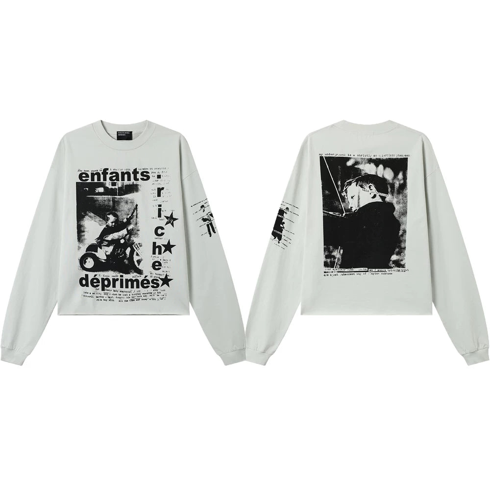 American ERD melancholy rich second-generation trendy brand cleanfit hem rolled edge long sleeved Vibe high street T-shirt couple style (1)