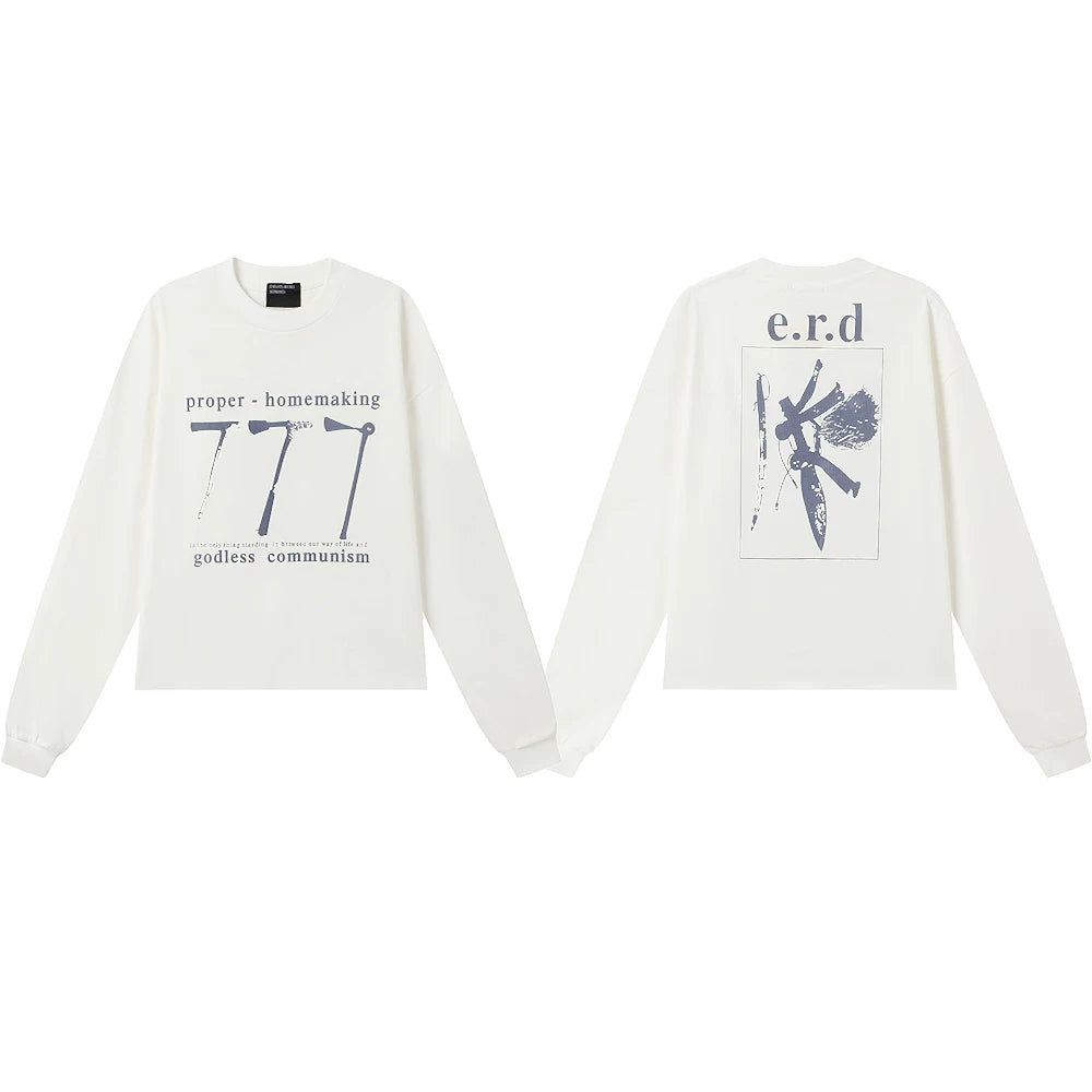 American ERD melancholy rich second-generation trendy brand cleanfit hem rolled edge long sleeved Vibe high street T-shirt couple style (2)