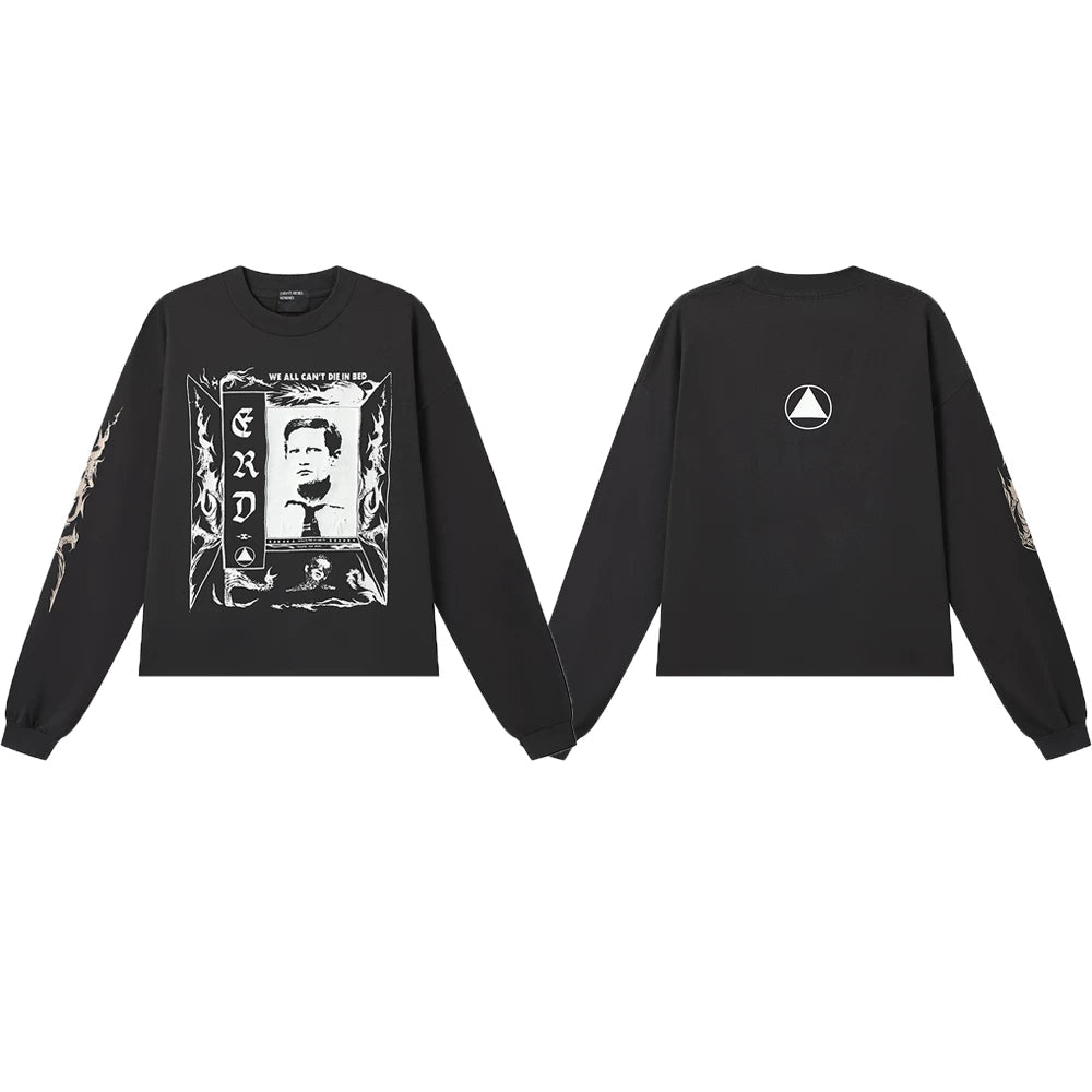 American ERD melancholy rich second-generation trendy brand cleanfit hem rolled edge long sleeved Vibe high street T-shirt couple style (5)