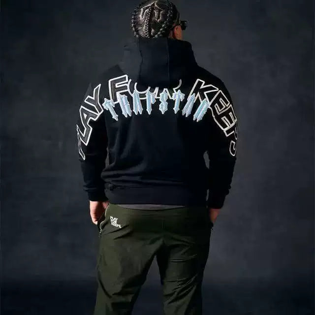 Trendy Trapstar GEE Ten Thousand Needle Embroidered Three Dimensional Letter Embroidered Autumn/Winter Fleece Hoodie (1)