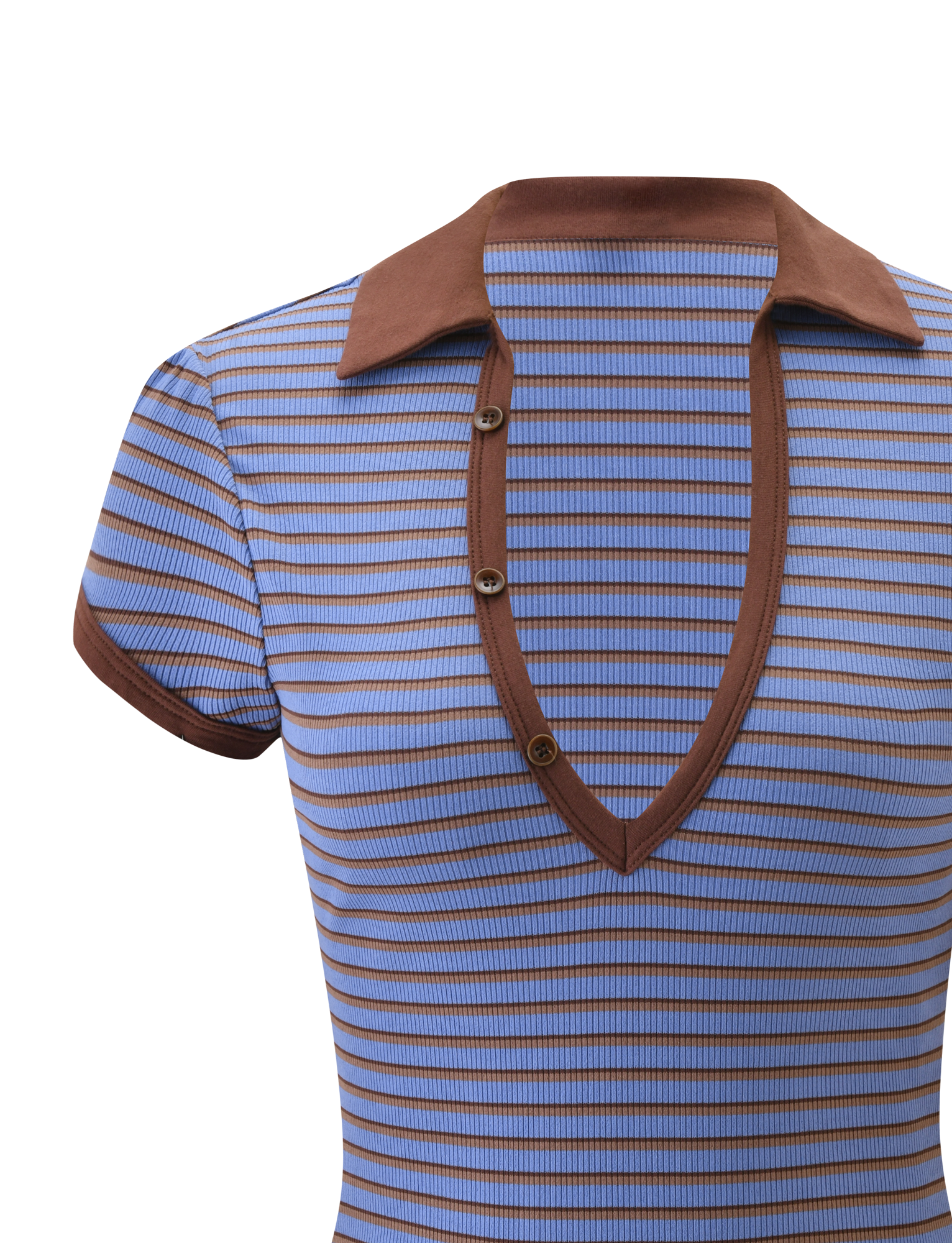 KAYDIN TOP - BLUE AND BROWN STRIPE