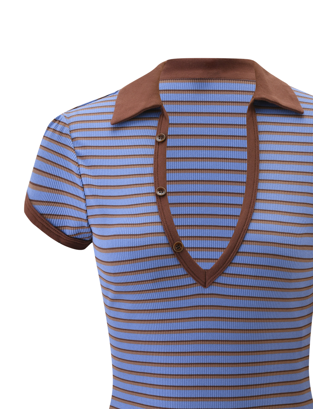 KAYDIN TOP - BLUE AND BROWN STRIPE