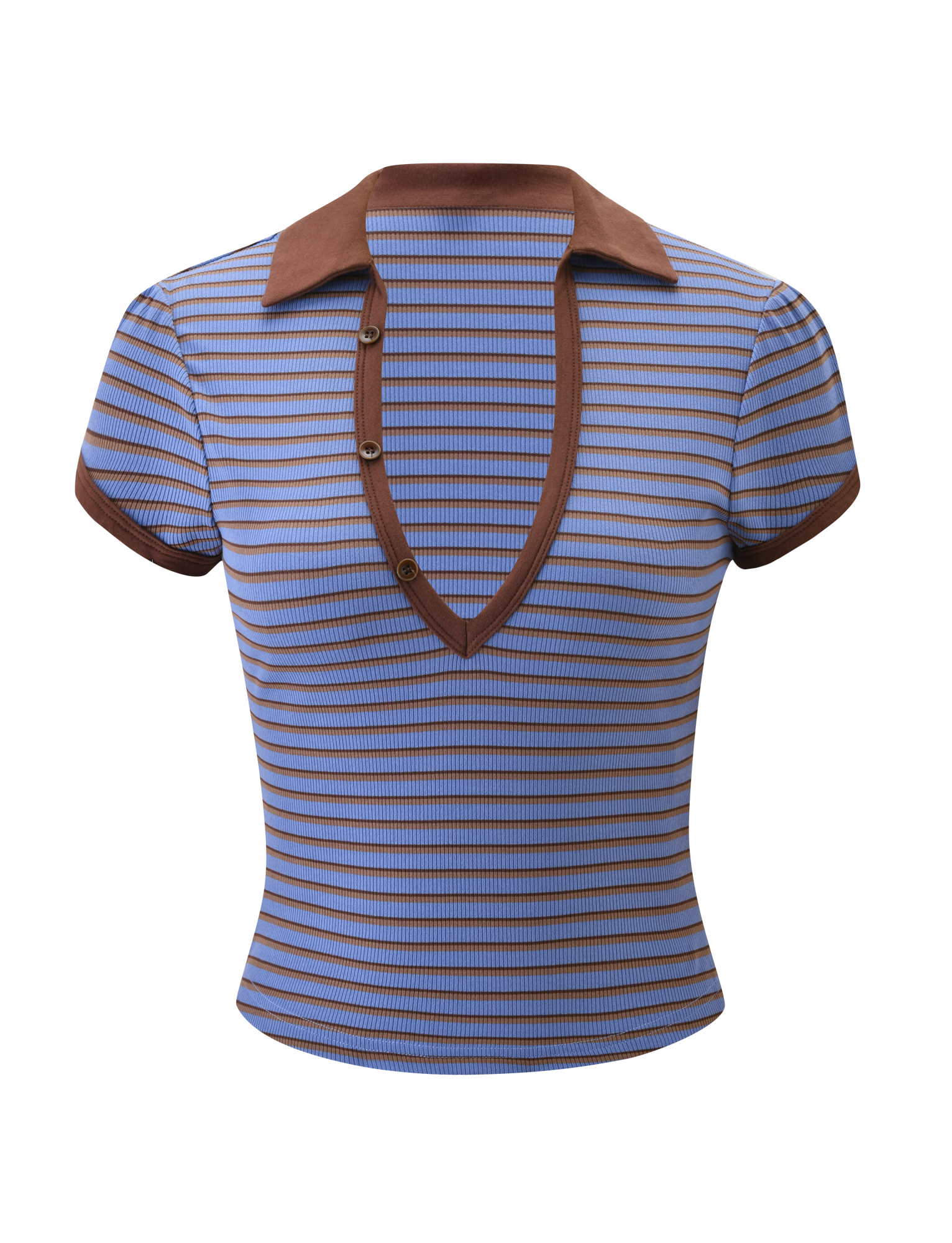 KAYDIN TOP - BLUE AND BROWN STRIPE