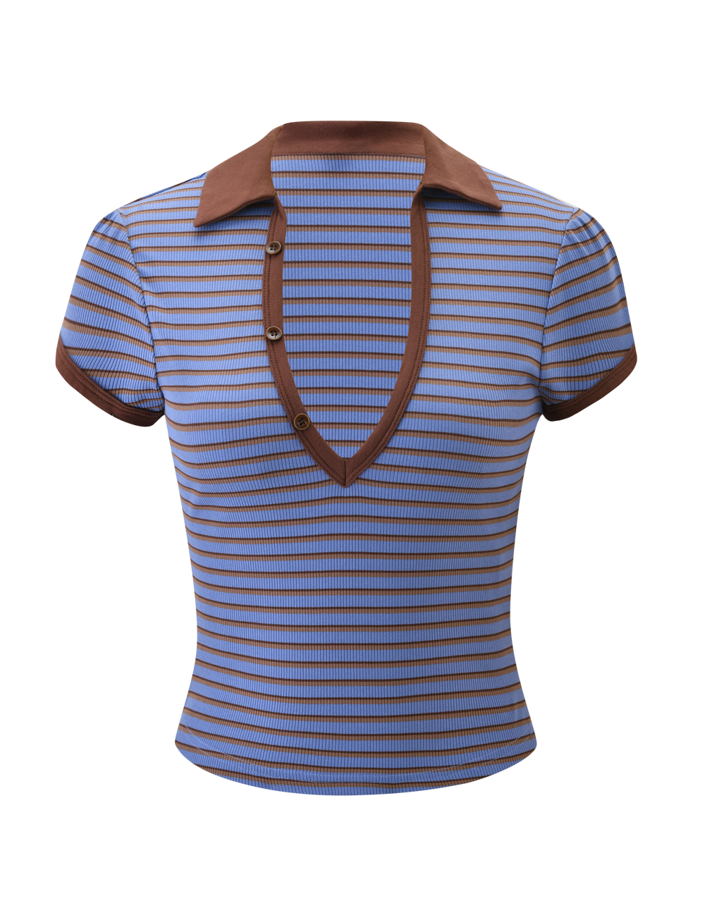 KAYDIN TOP - BLUE AND BROWN STRIPE