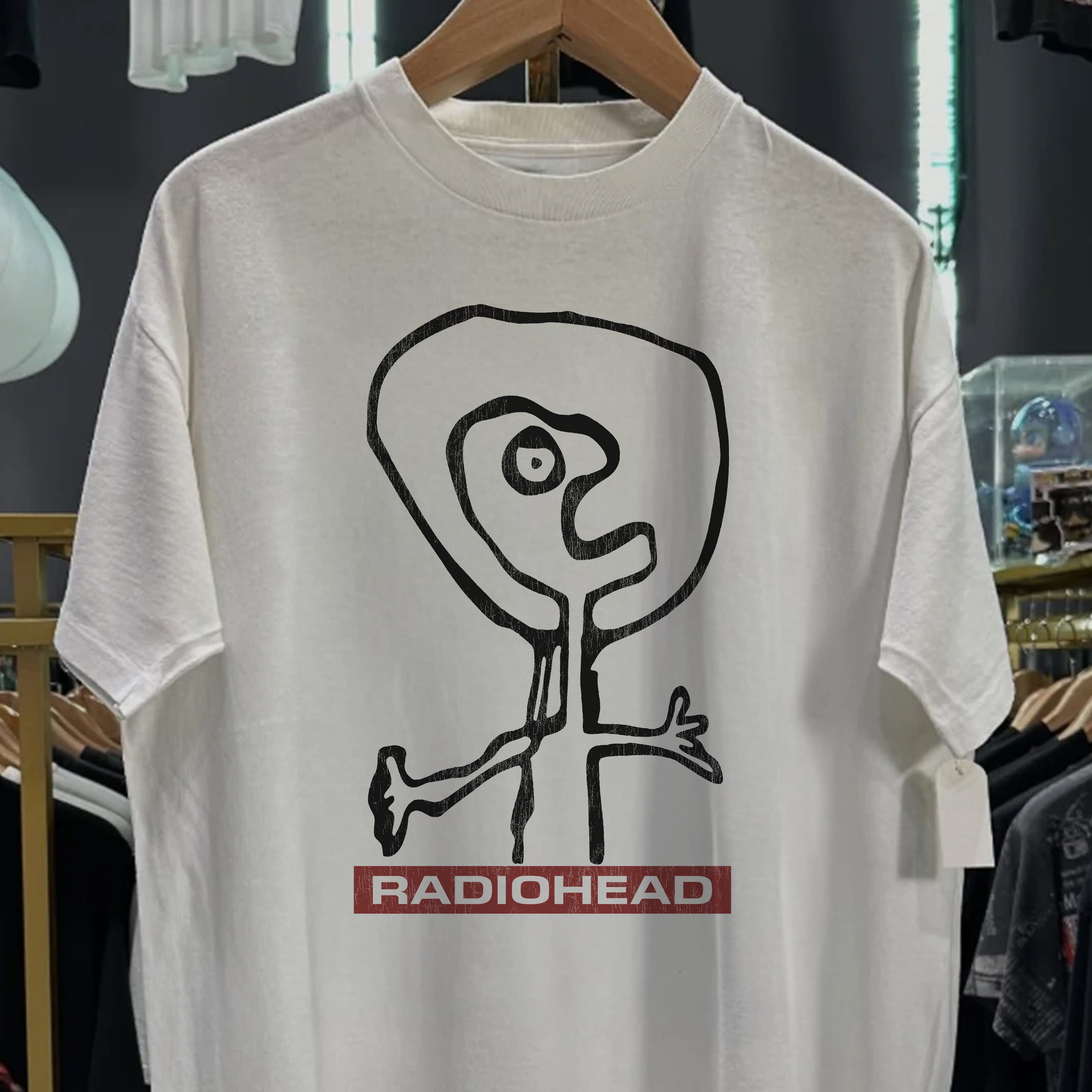 90S Radiohead Promo Washed White Tee